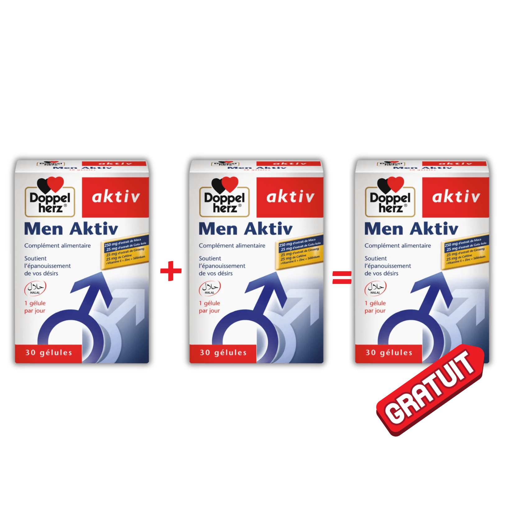 1+1=3 Men Aktiv 30 Comprimés - Doppelherz - Parafa Maroc para