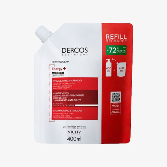 VICHY Dercos Shampooing Éco-Recharge Énergisant Anti-Chute 400ml Stimulant Croissance Cheveux