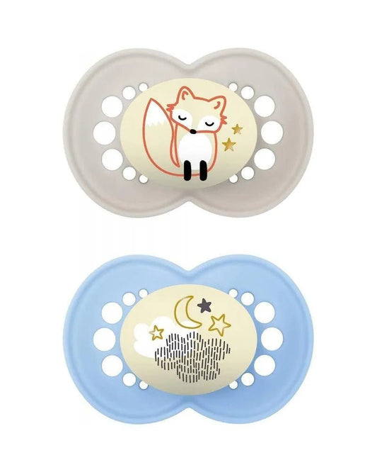 Lot de 2 Sucettes MAM Original Nuit 6M+ - Gris & Bleu Ciel - Parafa Maroc para