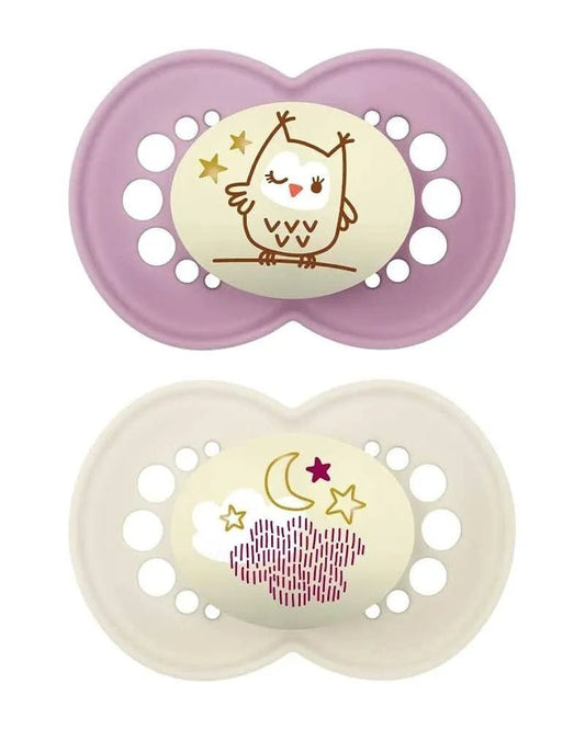 Lot de 2 Sucettes MAM Original Nuit 6M+ - Mauve & Blanc - Parafa Maroc para