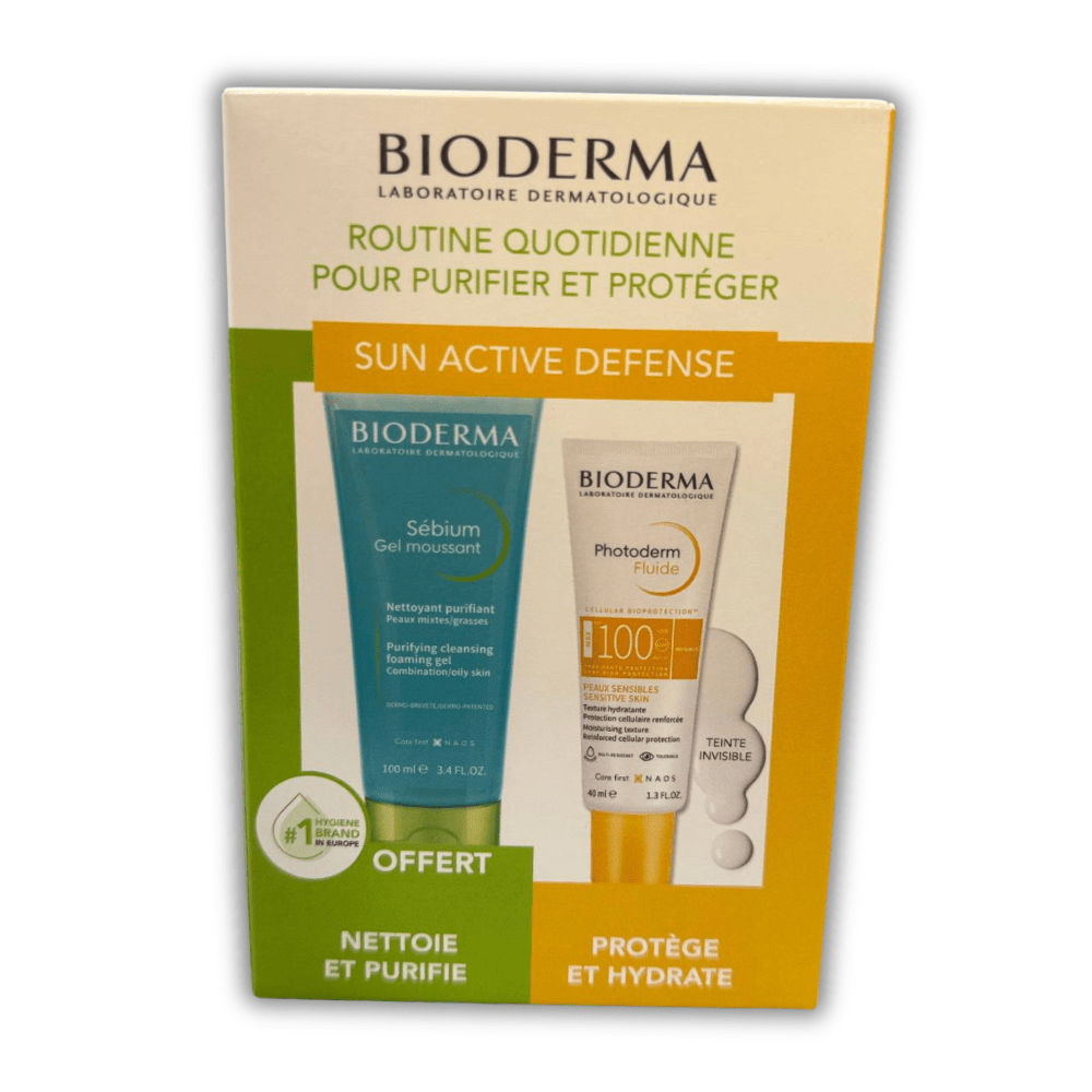 Pack Bioderma Photoderm Fluide SPF 100 Invisible 40ml + Sensibio Gel Moussant 100ml OFFERT - Parafa Maroc para