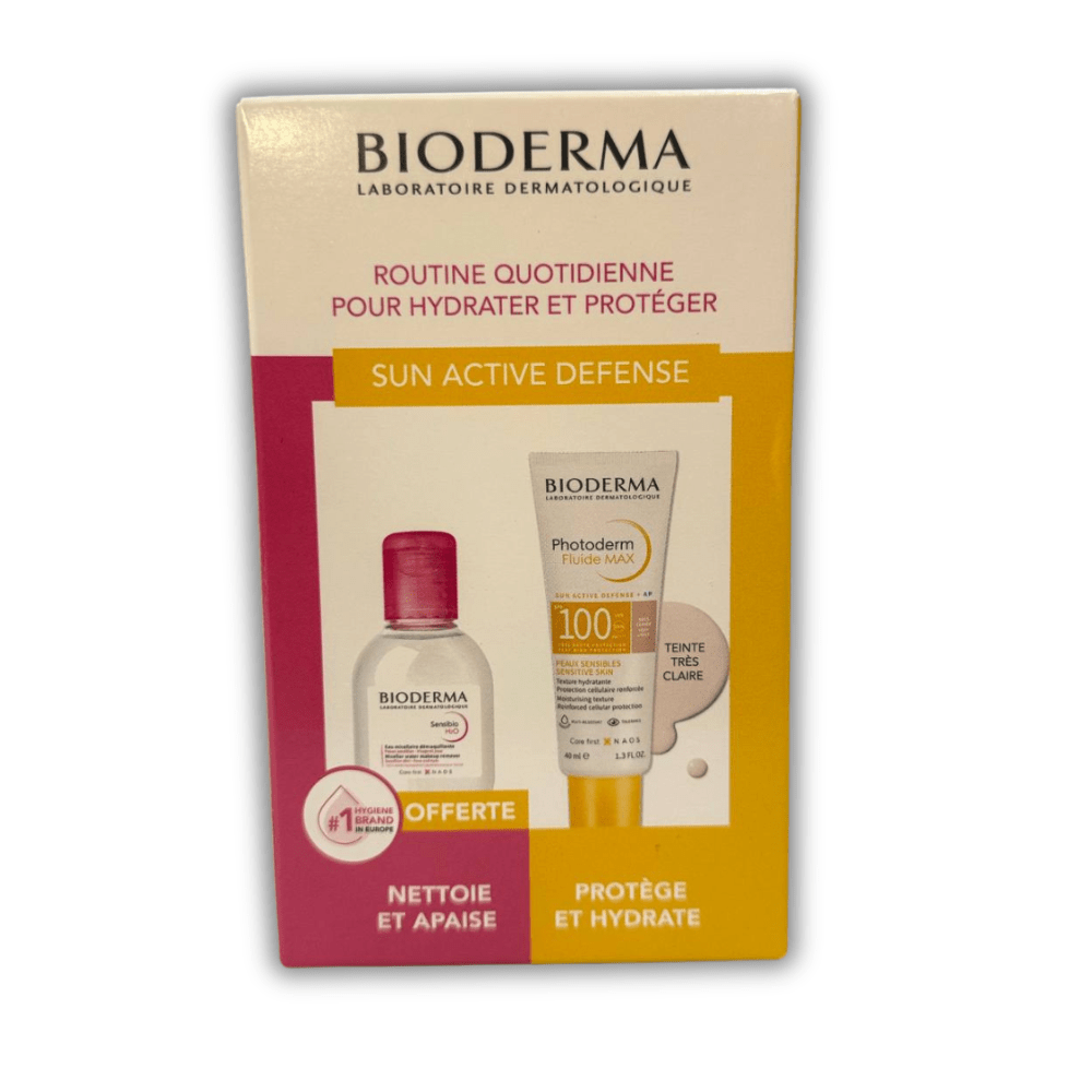 Pack Bioderma Photoderm MAX Fluide SPF100 Teinte Très Claire 40ml + Sensibio H2O 100ml OFFERT - Parafa Maroc para