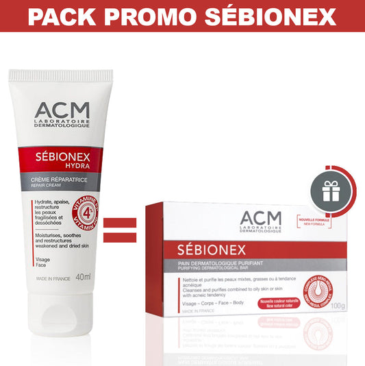 ACM SÉBIONEX HYDRA CRÈME 40 ML = PAIN DERMATOLOGIQUE PURIFIANT 100 G OFFERT