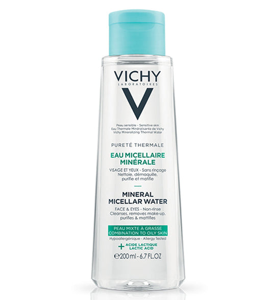 Vichy Pureté Thermale Eau micellaire minérale peau mixte à grasse – 200 ml