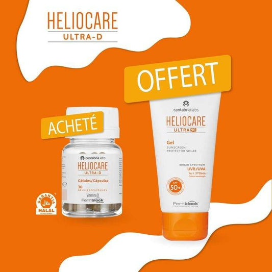 Heliocare Pack Ultra D 30 Capsules = Gel Ultra 90 50ml Offert Solaire