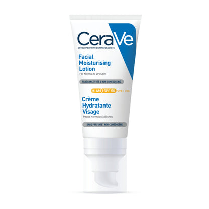 CeraVe - Crème Hydratante Visage SPF50 Peaux Normales à Sèches - 52ml - Parafa Maroc para