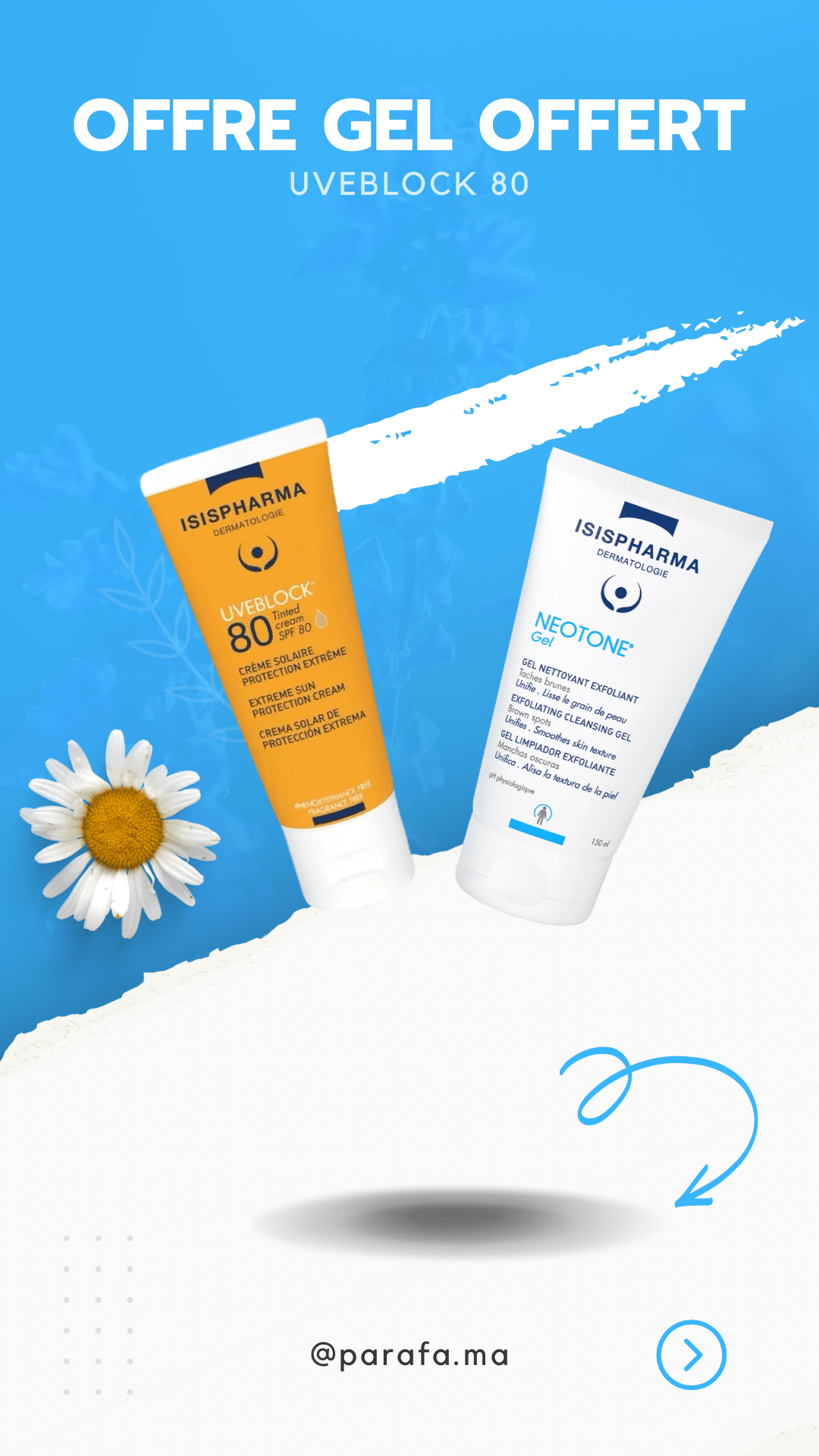 ISISPHARMA Pack UVblock 80 TEINTE + NEOTONE GEL | 40ML - Parafa Maroc para