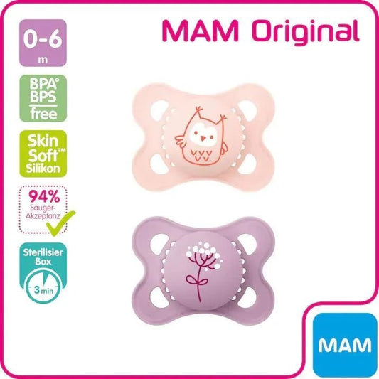 Lot de 2 Sucettes MAM original Start 0 - 2 mois - Fille - Parafa Maroc para