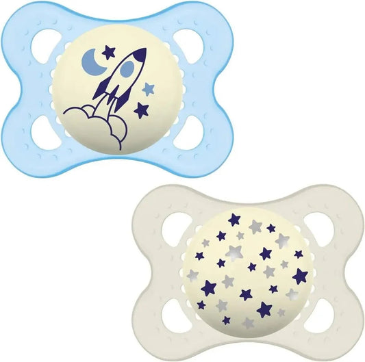 MAM Night Soothers 2 - 6+ Months Pack of 2, Glow in the Dark Baby Soothers with Self - Parafa Maroc para