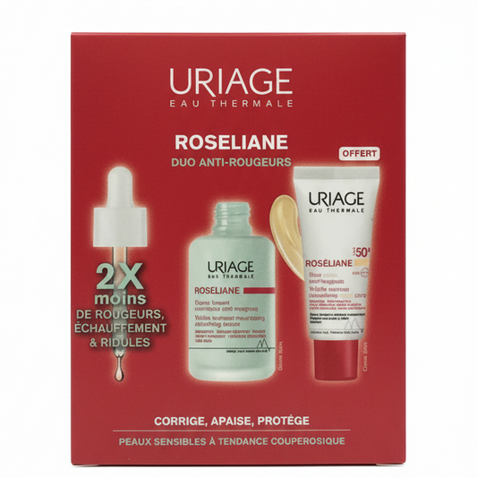 URIAGE PACK Roseliane Sérum Lissant AR 30ml + CC Crème Teinte Claire SPF50+ 40ml Anti-Rougeurs Couperose